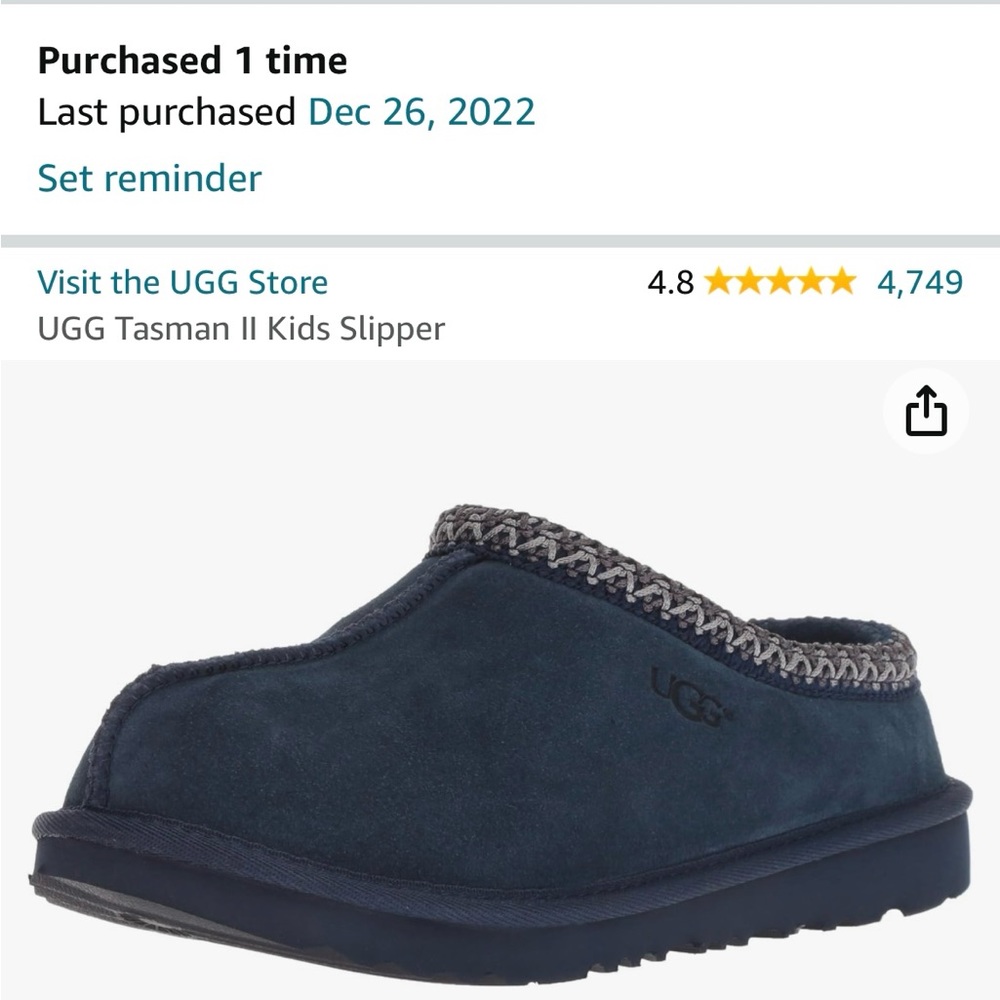 Navy Blue Tasman II Big Kid size 6 UGGs